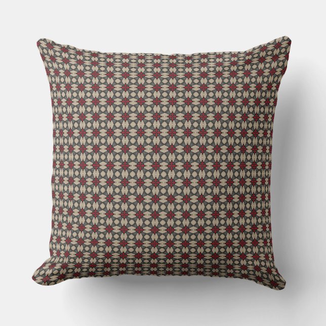 HAMbyWG Throw Kissen 20" - Graue Rote Creme (Vorderseite)