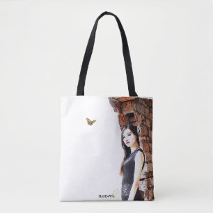 HAMbyWG - Tote Bag - Frau mit Schmetterling Tasche