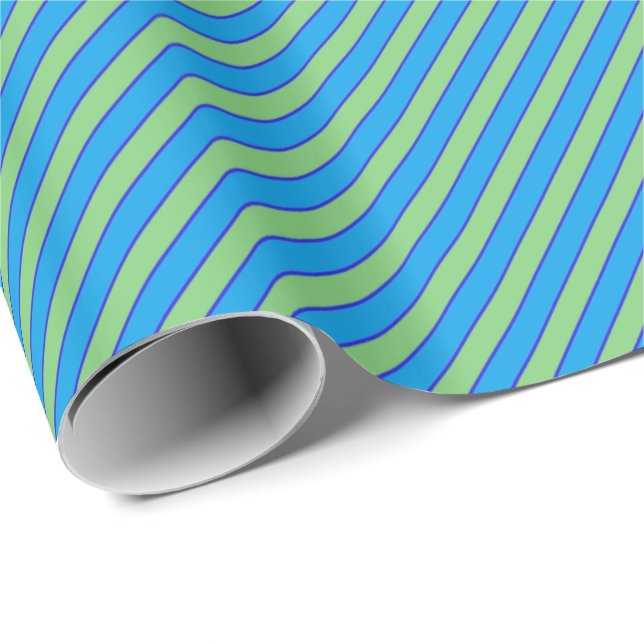 HAMbyWG Wrapping Paper - Comic Blue/Green Stripe Geschenkpapier (Rolleneckpunkt)
