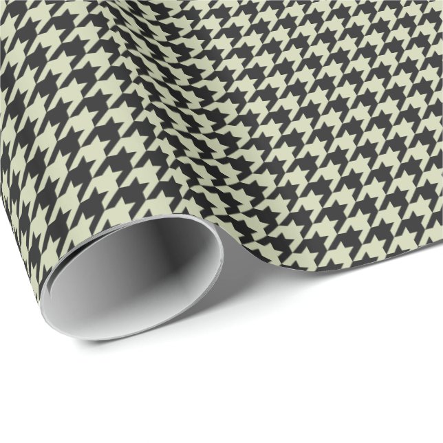 HAMbyWG Wrapping Paper - Schwarz/Beige-Hahnentritt Geschenkpapier (Rolleneckpunkt)