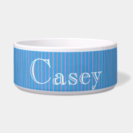 HAMbyWhiteGlove - Dog food Bowl - Fine Aqua Stripe Napf