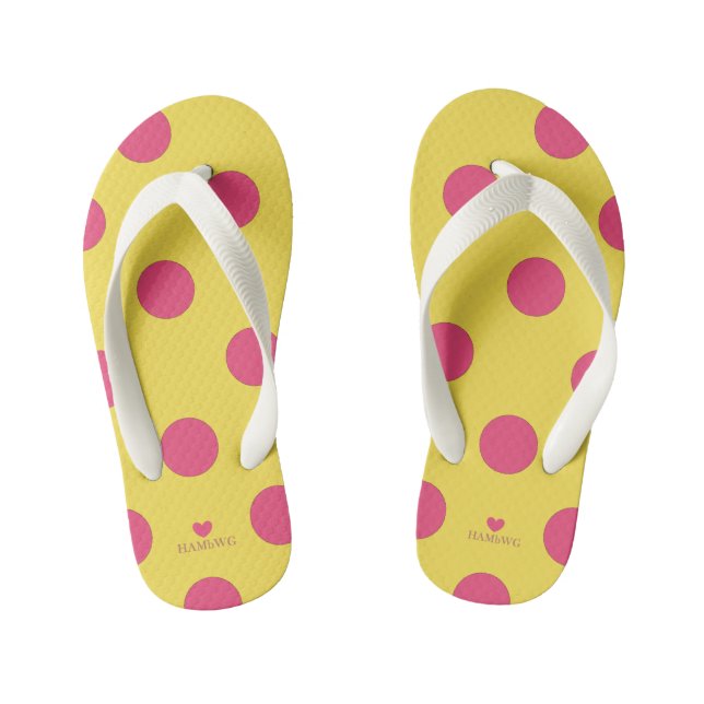 HAMbyWhiteGlove - Drehen - Flops - Pink Polka Dots Kinderbadesandalen (Fußbett)