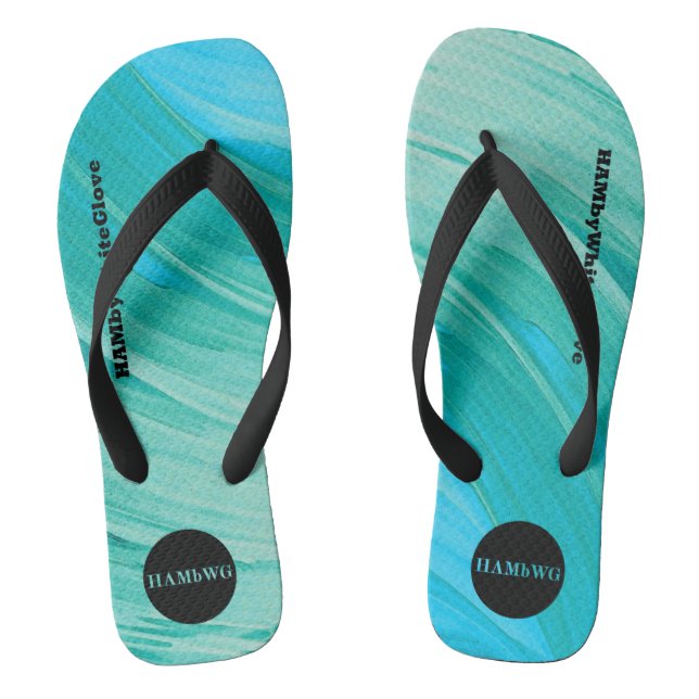 HAMbyWhiteGlove - Mens Flip-Flops - Rich Aqua Flip Flops (Fußbett)