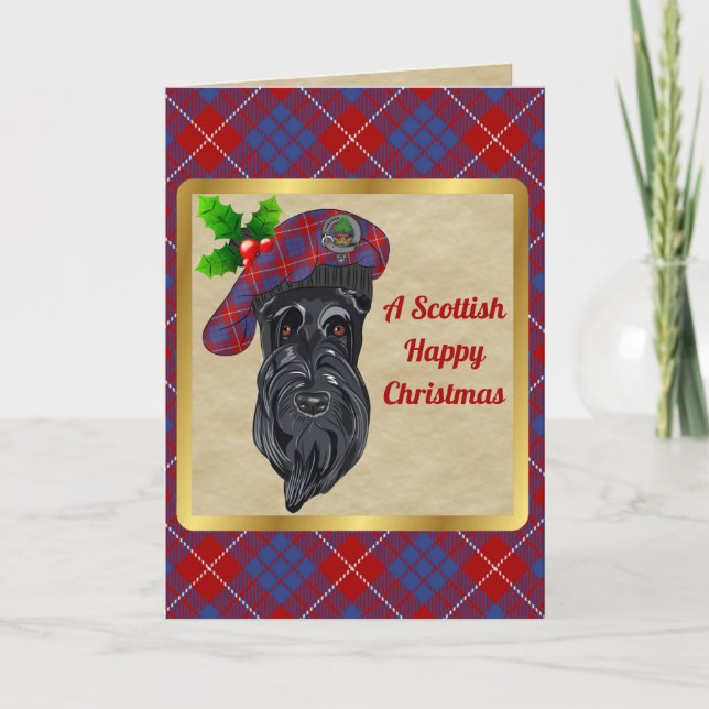 Hamilton Abzeichen & Tartan Personalisierte Weihna Karte (Vorderseite)
