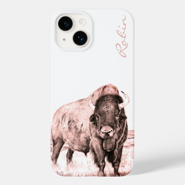 Hamilton ~ American Bison (Lachs) Case-Mate iPhone 14 Hülle (Rückseite)