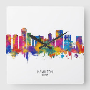 Hamilton Canada Skyline Quadratische Wanduhr