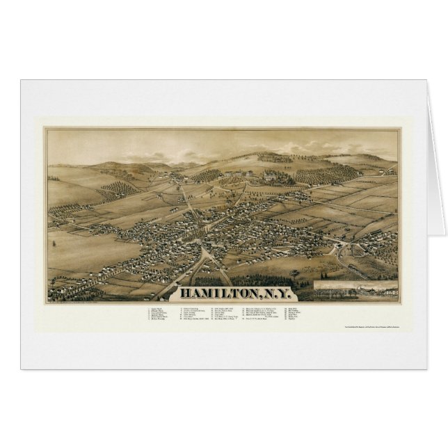 Hamilton, carte panoramique de NY - 1885 (Devant horizontal)
