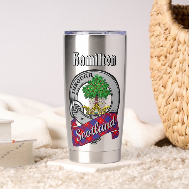 Hamilton Clan Badge & Tartan Thermobecher (Wohnzimmer (gedreht))