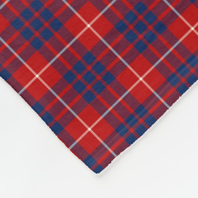 Hamilton Clan Bright Blue und Red Tartan Fleecedecke (Ecke)
