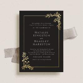 Hamilton Elegant Gold Foil Greenery Wedding Folieneinladung