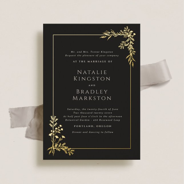 Hamilton Elegant Gold Foil Greenery Wedding Folieneinladung (Von Creator hochgeladen)