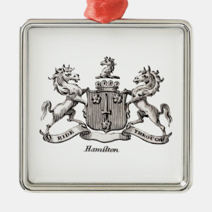 HAMILTON-FAMILIENWAPPEN SILBERNES ORNAMENT