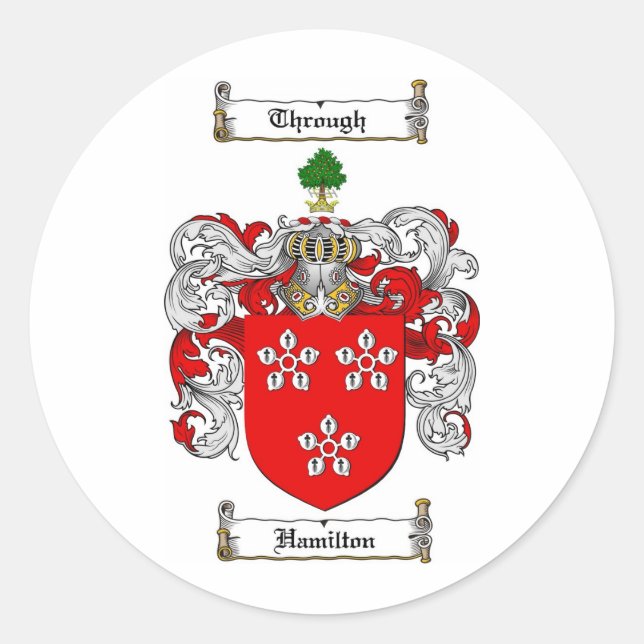 HAMILTON-FAMILIENWAPPEN - WAFFENSCHUTZ VON HAMILTO RUNDER AUFKLEBER (Vorderseite)