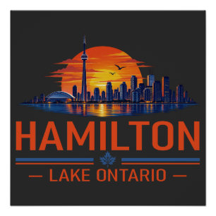 Hamilton Lake Ontario Sonnenuntergang Skyline Kuns Poster