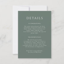 Hamilton Portait Wedding Details Card