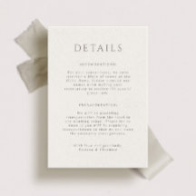 Hamilton Portait Wedding Details Card