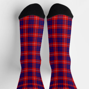 Hamilton-Tartan rot blau lila Karo Socken