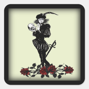 Hamlet Der Barde Grün Quadratischer Aufkleber