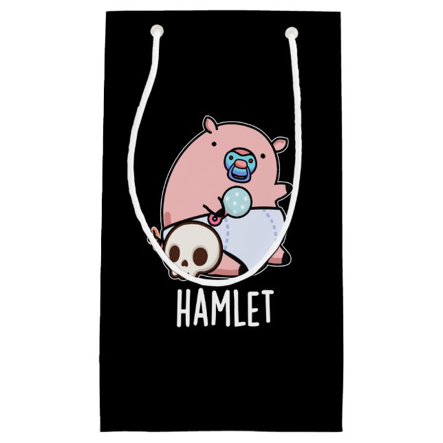 Hamlet Funny Shakepear Baby Pig Pun Dark BG Kleine Geschenktüte (Vorderseite)