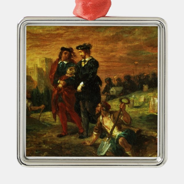 Hamlet und Horatio im Friedhof, 1859 (Öl auf c Silbernes Ornament (Vorne)