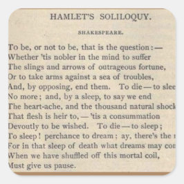 Hamlet's soliloquy- sein oder nicht sein quadratischer aufkleber