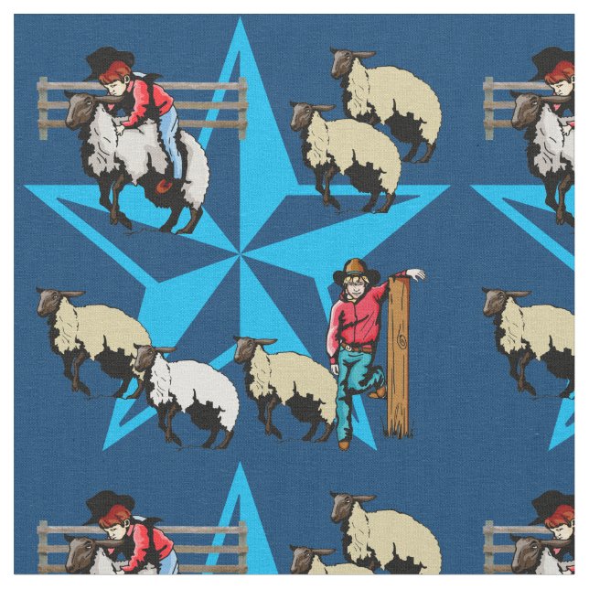 Hammelfleisch Bustin Rodeo-Western-Gewebe Stoff (Nahaufnahme)