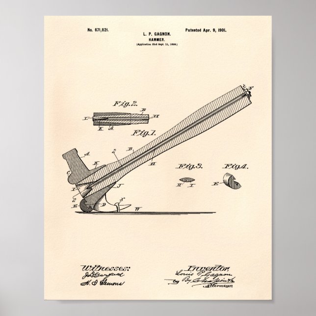Hammer 1901 Patent Art Old Peper Poster (Vorne)