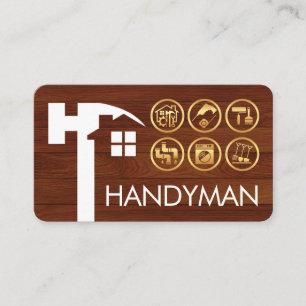 Hammer Home Silhouette Gold Handyman Werkzeuge Visitenkarte