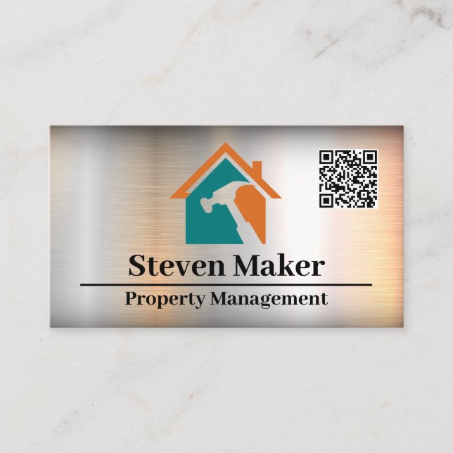 Hammer-House-Logo | Reparatur | QR Codiert Visitenkarte (Vorderseite)