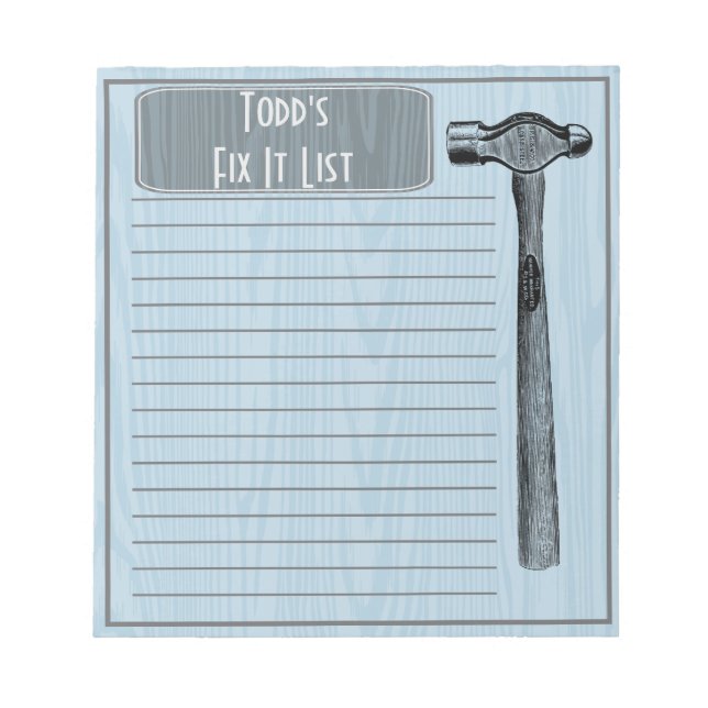 Hammer It Out Fix It Chore List Monogram Notizblock (Vorderseite)