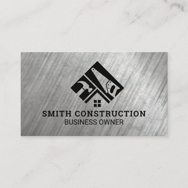 Hammer Saw Zuhause Renovations | Metall Visitenkarte (Vorderseite)