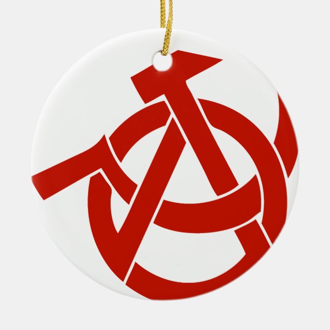 HAMMER-SICHEL-ANARCHIE-LOGO KERAMIKORNAMENT (Vorne)