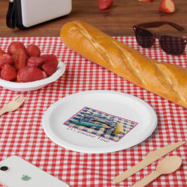 Hammer Time Blue Crab mit Hammer auf Gingham Pappteller