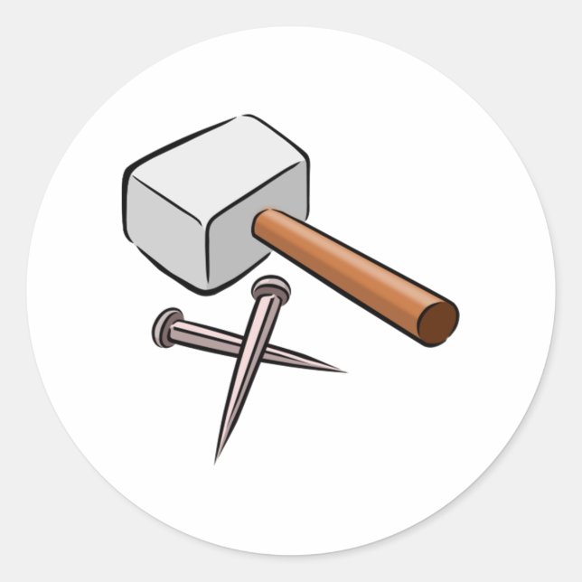 Hammer und Nägel Runder Aufkleber (Vorderseite)