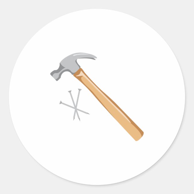 Hammer und Nägel Runder Aufkleber (Vorderseite)