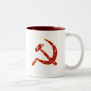 Hammer und Sichel (getragener Blick) Zweifarbige Tasse