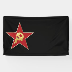 Hammer und Sichel in den roten Stern Banner
