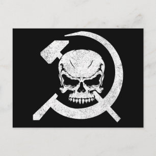 Hammer und Sichel mit Totenkopf Postkarte