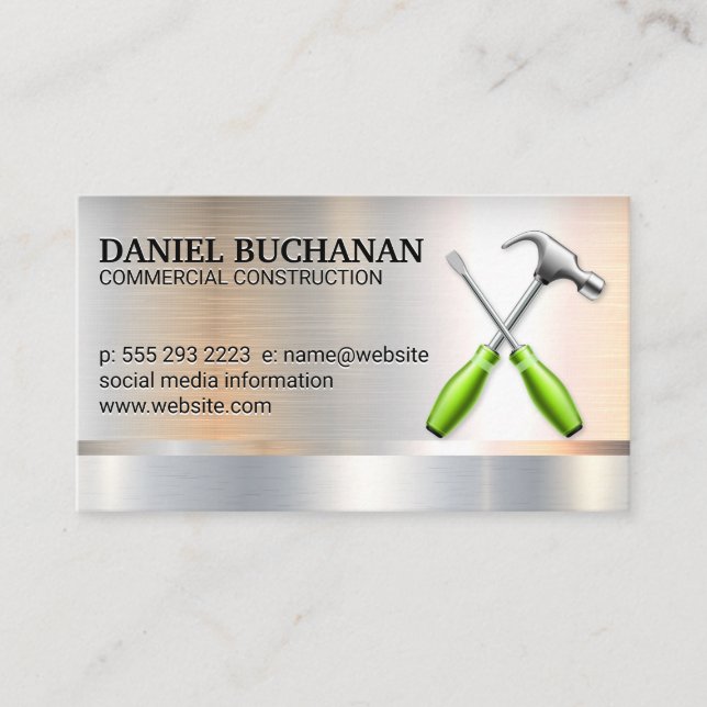 Hammer Wrench Logo | Metallgewerbe Visitenkarte (Vorderseite)