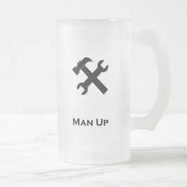 Hammer Wrench Man Up schwarz Mattglas Bierglas