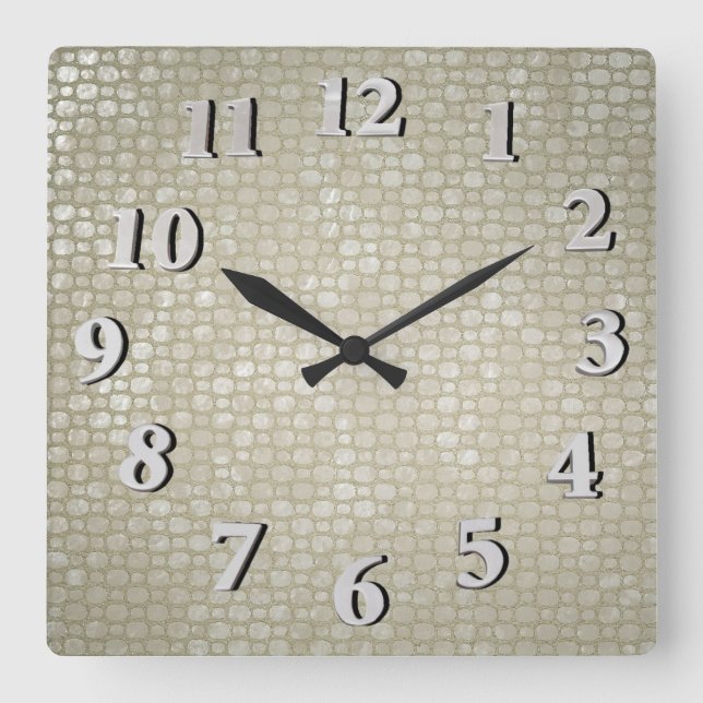 Hammered Silver Quadratische Wanduhr (Vorderseite)