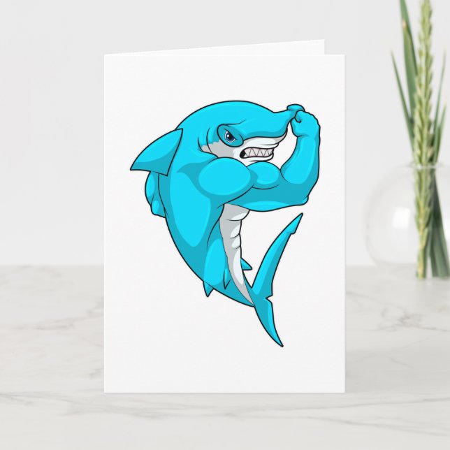 Hammerhead-Hai als Bodybuilder in der Bodybuilding Karte (Vorderseite)