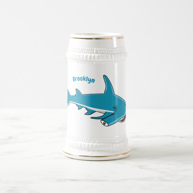 Hammerhead-Hai-Cartoon Bierglas (Mittel)