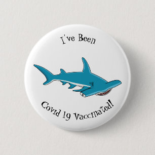 Hammerhead-Hai-Cartoon Button