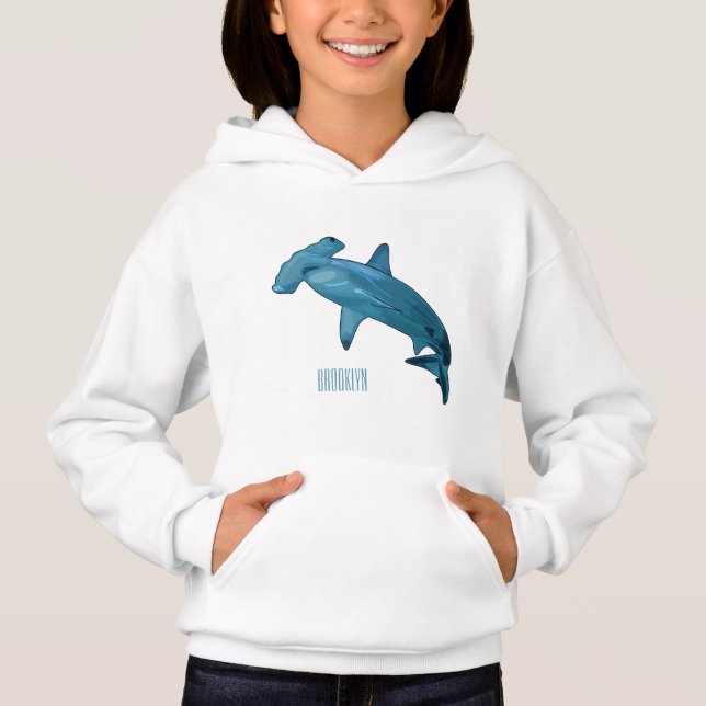 Hammerhead-Hai-Cartoon Hoodie (Vorderseite)