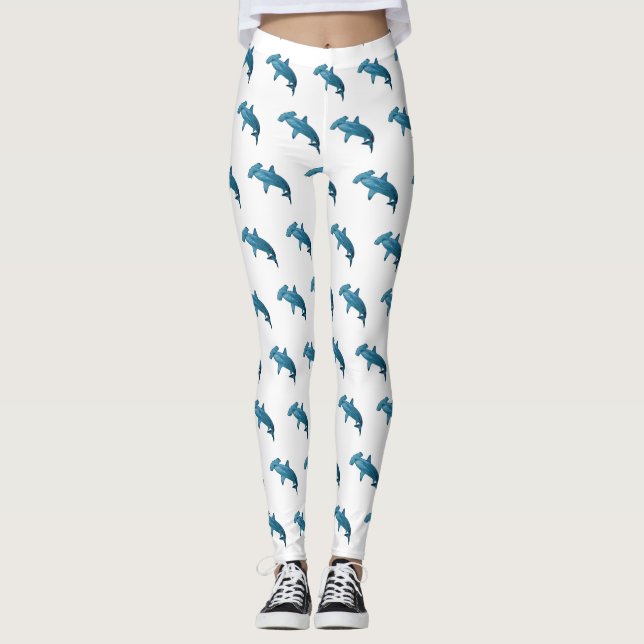 Hammerhead-Hai-Cartoon Leggings (Vorderseite)