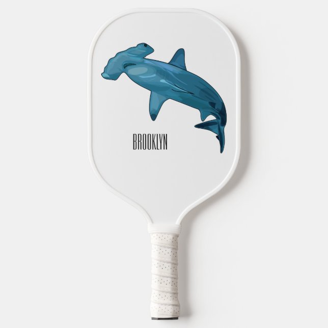 Hammerhead-Hai-Cartoon Pickleball Schläger (Vorderseite)