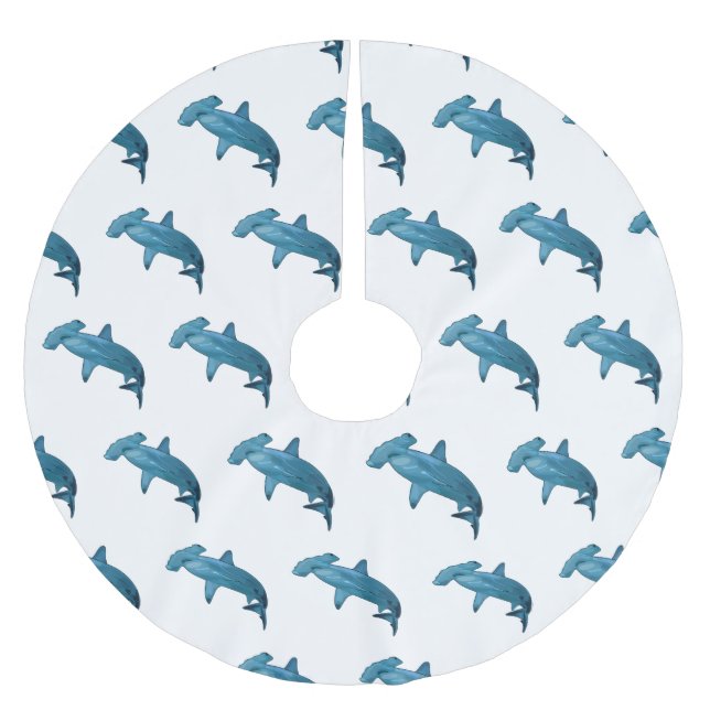 Hammerhead-Hai-Cartoon Polyester Weihnachtsbaumdecke (Vorderseite)