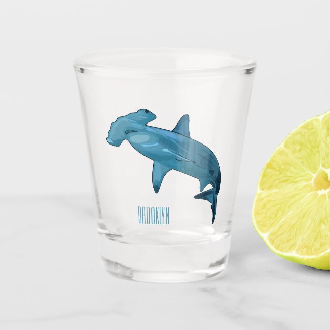 Hammerhead-Hai-Cartoon Schnapsglas (Vorderseite)