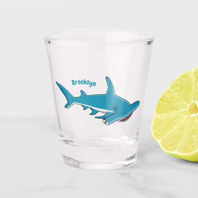 Hammerhead-Hai-Cartoon Schnapsglas (Vorderseite)